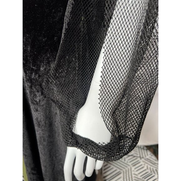 Medieval Renaissance Velvet Gown Costume With Mesh Sleeves & Lace-Up Front - Picture 15 of 16